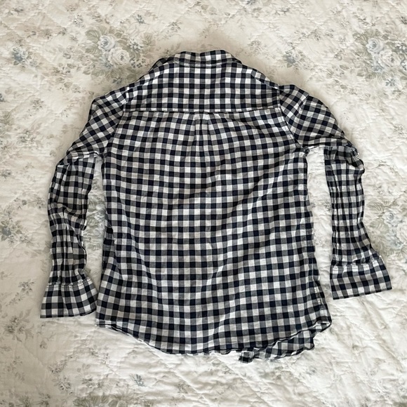 J Crew Factory Boy Fit Navy Gingham Button Down - Picture 2 of 7